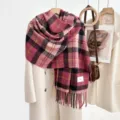 Winter zachte ruitjes sjaal dikke warme ruiten omslagdoek voor dames mode stijl nieuw - Roze en zwart geruit