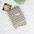 Classic houndstooth winter scarf for women, warm imitation cashmere shawl with stylish fringe. - Gray