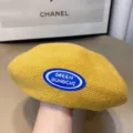 Boina de punto para mujer otoño invierno sombrero de pintor retro británico gorro amarillo - Talla única / Amarillo