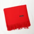 Effen imitatie kasjmier sjaal vrouwen herfst winter dikke warme rode franje sjaal - Rood