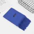 Effen winter dikke warme imitatie kasjmier sjaal met franjes zachte unisex mode. - 250.00g / Blauw