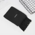 Einfarbige Herbst Winter dicke Kunstkaschmir Schal warme Quaste Schal für Damen und Herren. - Schwarz