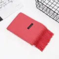Einfarbiger Kaschmir-Gefühl Winterschal rosa Fransen Variante weich warm gemütlich Mode Accessoire - Rosa