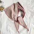 Retro floral print cotton blend triangular scarf, versatile spring summer headscarf. - Snowflake Khaki