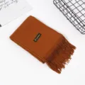 Einfarbiger Herbst Winter dicker Imitat Kaschmir Schal weicher warmer Quasten Halswärmer - Braun