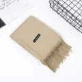 Einfarbiger Herbst Winter Kaschmir Gefühl Quasten Schal, warmer lässiger Winterschal. - Beige