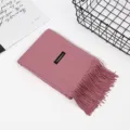 Einfarbiger Herbst Winter Kaschmir Gefühl warmer Schal mit Fransen elegantes Mode Accessoire Damen - Taroviolett