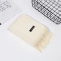 Einfarbiger dicker Kaschmir-Gefühl Fransen Schal Tuch warmer Winterschal für Damen und Herren - Creme