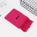 Einfarbig Herbst Winter verdickter Imitation Kaschmir Fransen Schal warmer Hals Damen Schal - Fuchsia