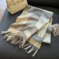 Classic winter plaid wool scarf with fringe, soft warm long scarf for women and men daily wear - Pudding Checkered / 180cm