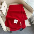 Sciarpa in maglia di pura lana rossa inverno spessa calda moda comodo collo avvolgente - Rosso Brillante