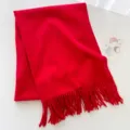 Roter Wollmischung Winterschal mit Fransen, weiche warme einfarbige Variante für kalte Tage. - Rot / Ca. 200cm