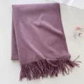 Sciarpa invernale in misto lana tinta unita da donna, grande scialle caldo e spesso viola. - Viola rosato / Circa 200cm