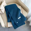 Einfarbig Herbst Winter warmer Woll Strick Schals weich gemütlich klassisch elegant Mode Halstuch - Dunkelblau