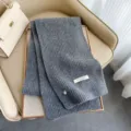 Grauer Strick Wollschal, gemütlicher warmer Winter Nackenschutz Accessoire Artikel - Dunkelgrau