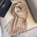 Solid color wool scarf winter thick tassel shawl minimalist warm cozy winter fashion accessory - Purple Velvet