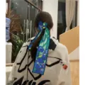 Van Gogh Iris Print Silk Hair Scarf Ribbon Variant, Long Ponytail Holder Accessory Style. - Picture Style 37