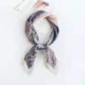 Elegant printed square silk scarf for women, 70x70cm stylish neckerchief for daily wear. - Flowers with Off-White Border