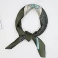 Foulard carré imprimé pour femme à la mode, écharpe élégante pour le cou au quotidien. - Patchwork - vert