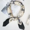 Elegant imitation silk square scarf with chic zebra pattern and black contrast corners. - Zebra
