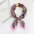 Summer new print professional silk scarf Korean imitation silk square scarf 70x70cm neckerchief - Pink Border Cartoon Plaid