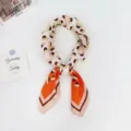 Dames Zijden Sjaal Mode Print Vierkant Halsdoek Haarband Roze Oranje Veelzijdige Variant - Oranje Met Heksenhoed Decor