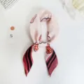 Pink silk square scarf for women, versatile neckerchief and hair accessory with chic prints. - Flower Pink