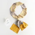 Elegant houndstooth narrow silk scarf with chic chain print for women stylish outfit decor - Houndstooth Yellow