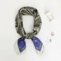Fashion paisley silk scarf elegant square neckerchief versatile hair band for women. - Green Leaves