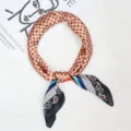 Foulard carré en soie imprimé pour femmes, foulard de cou et ruban d'accessoire de sac à main. - Pois Orange