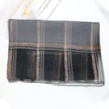 Women's lightweight grey black plaid scarf with shimmering gold thread metallic shawl. - Gold-Trimmed Dark Grey