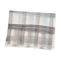 Classic plaid silk scarf for women, lightweight long shawl and sun protection wrap. - Gold-Trimmed White Plaid