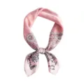 Pink silk scarf for women, elegant square neck scarf with leopard and rope print design. - Pink Knot