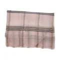 Women pink plaid long sun protection scarf lightweight metallic shawl wrap casual accessory - Gold-Trimmed Pink Plaid