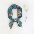 Elegant teal silk scarf featuring chic chain print, perfect for stylish neck wear and bags. - Green Chain