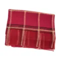 Elegant women long red plaid scarf with metallic gold lines, lightweight sun protection shawl. - Red with Gold Edge