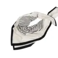 Black and white striped imitation silk square scarf, elegant neckerchief for women. - White Stripe