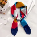 Colorful abstract printed satin silk square scarf 70x70cm for women daily fashion. - Graffiti Blue