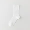 Weisse gerippte Mittelsocken für Damen, atmungsaktive dünne Sommersocken einfarbig - Einheitsgröße / Weiß