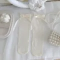 Damen hauchzarte Ballett Socken süße Schleife Lolita Wadensocken Sommer ultra dünne Socken - Einheitsgröße / Streamer Schleife Stil / Gebrochenes Weiß