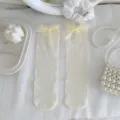 Transparente weiße Wadenstrümpfe mit Organzaschleifen, süßer Balletcore-Stil für den Sommer. - Einheitsgröße / Netzschleifen-Stil / Weiß