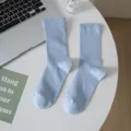 Hellblaue Mesh-Mittelsocken für Damen, atmungsaktive Sommersocken einfarbig lässige Socken. - Einheitsgröße / Blau