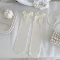 Damen transparente Ballett Crew Socken mit eleganten Schleifen, Sommer Strumpfwaren. - Großer Schleife Stil