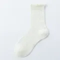 Weiße Kinder-Wadenstrümpfe mit Rüschenrand, atmungsaktive gerippte Babysocken für Alltag. - S / Weiß