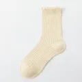Cremefarbene süße Rüschen Kinder Socken, weiche gerippte Baumwolle Alltags-Variante. - M / Hautfarben