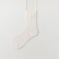 Weiße Netz-Wadenstrümpfe mit niedlicher Schleife, atmungsaktive Baumwollsocken für Frauen. - Einheitsgröße / 1 Paar / Hellrosa