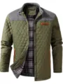 Herren Gesteppte Jacke Winter Freizeit Armee Gruene Oberbekleidung mit Kariertem Futter - S / Oberteile / Armeegrün