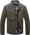 Herren gesteppte Freizeitjacke Winter warme Oberbekleidung Stehkragen Kontrast Mantel. - Armeegrün