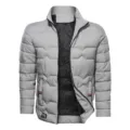 Giubbotto invernale imbottito grigio da uomo con collo alto, giacca trapuntata con zip calda. - Taglia M / Top / Grigio