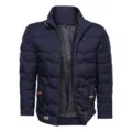 Giacca imbottita invernale da uomo collo alto calda con zip cappotto tinta unita casual - Taglia M / Top / Blu navy